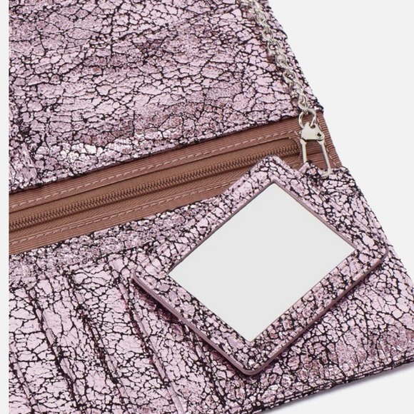 HOBO Rachel Continental Clutch Leather Wallet Blushed Crackle Metallic,  NWT - Picture 4 of 15